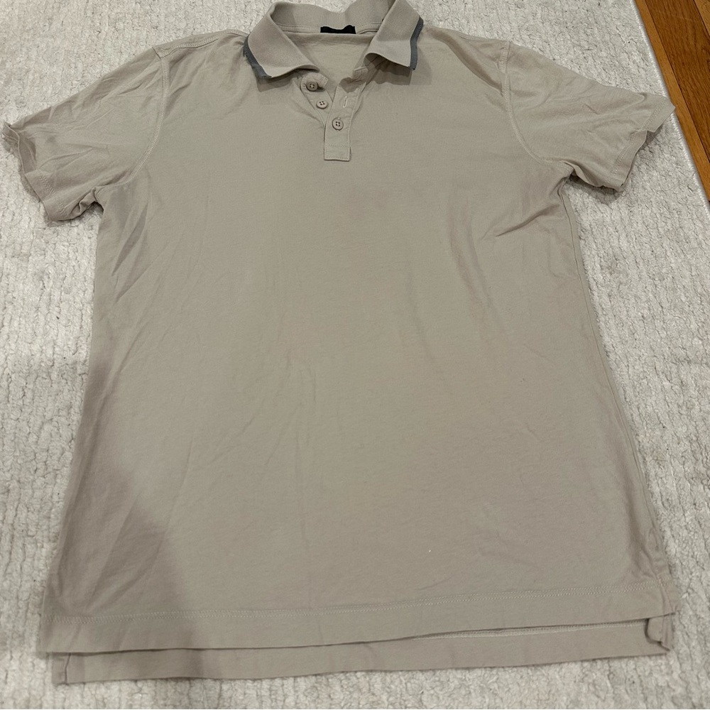 ATM Anthony Thomas Melillo Men's Polo in Beige with Contrast Collar